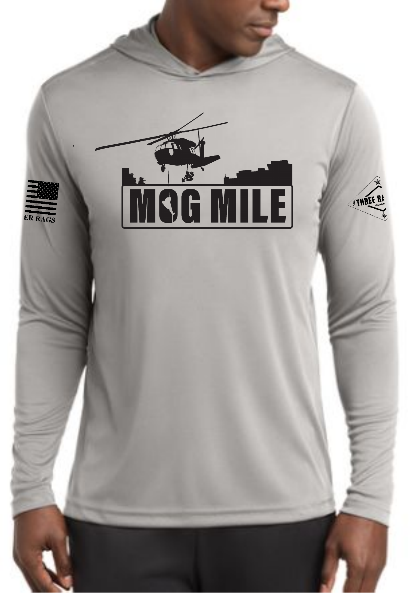 Virtual MOG Mile Registration with the CornerStone® Workwear Pro Long Sleeve Hooded Tee Pullover in Light Grey