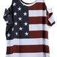 OMONSIM Women's Vogue Shoulder Off Wide Hem Design Top Shirt American Flag T Shirt - Ranger Rags