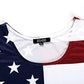 OMONSIM Women's Vogue Shoulder Off Wide Hem Design Top Shirt American Flag T Shirt - Ranger Rags