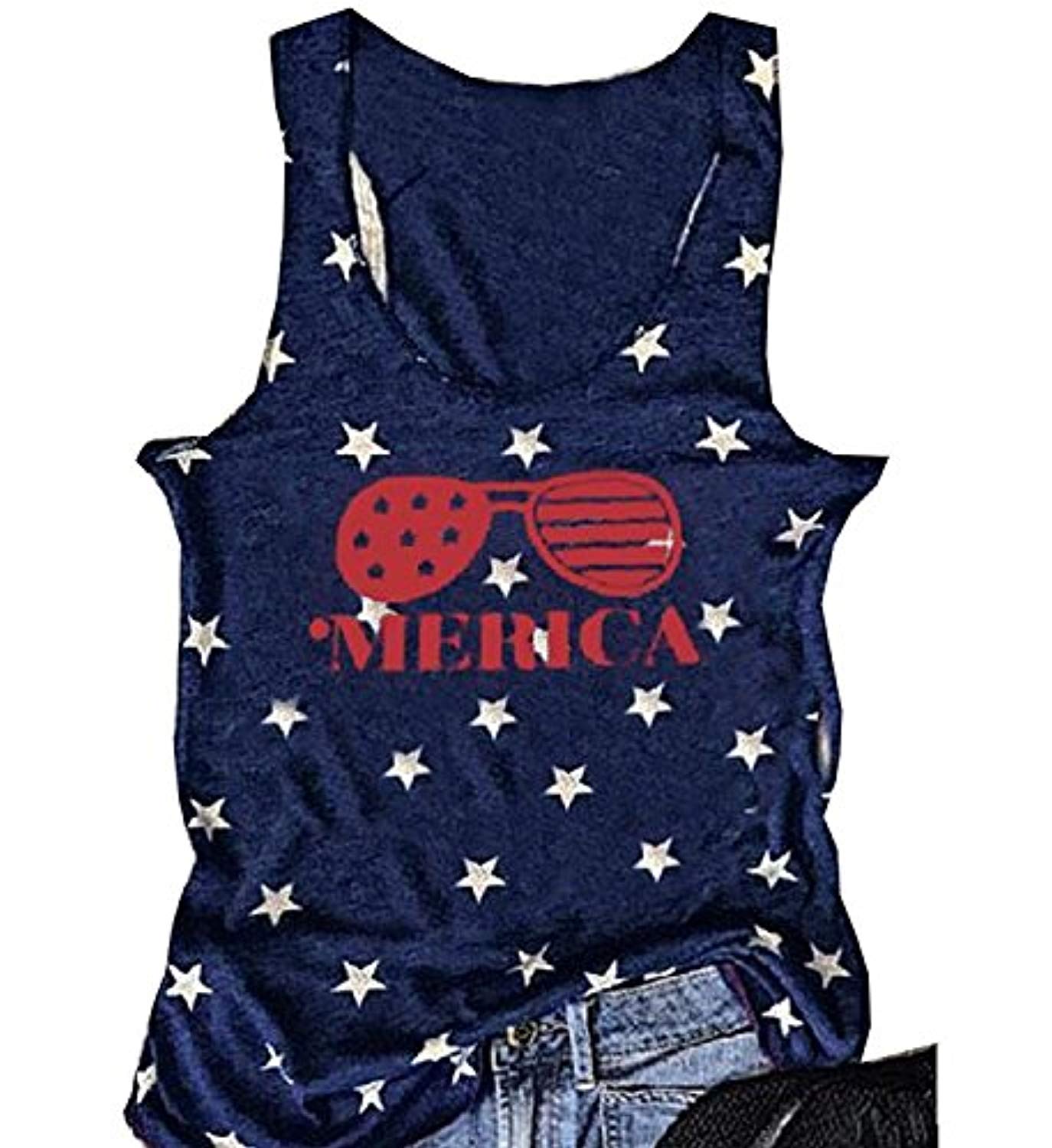 Women American USA Flag Print Tank Top - Ranger Rags