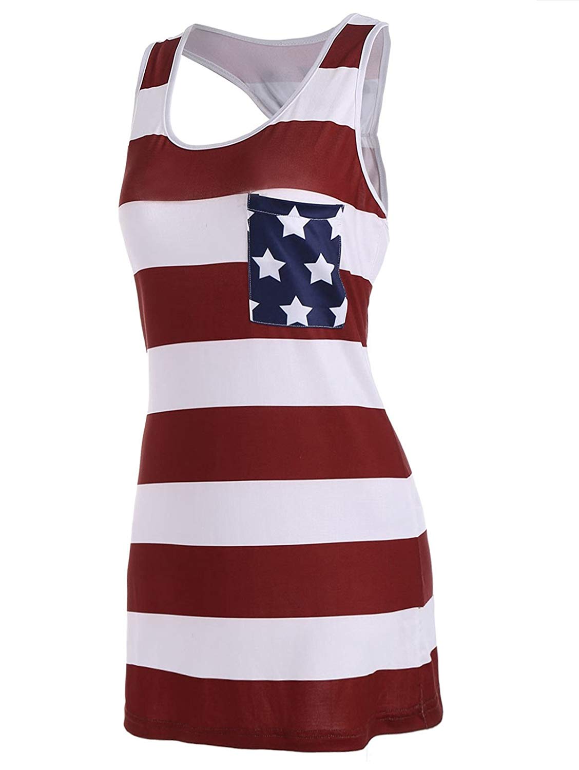 OMONSIM Women's Vogue Shoulder Off Wide Hem Design Top Shirt American Flag T Shirt - Ranger Rags