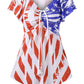 OMONSIM Women's Vogue Shoulder Off Wide Hem Design Top Shirt American Flag T Shirt - Ranger Rags