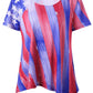OMONSIM Women's Vogue Shoulder Off Wide Hem Design Top Shirt American Flag T Shirt - Ranger Rags