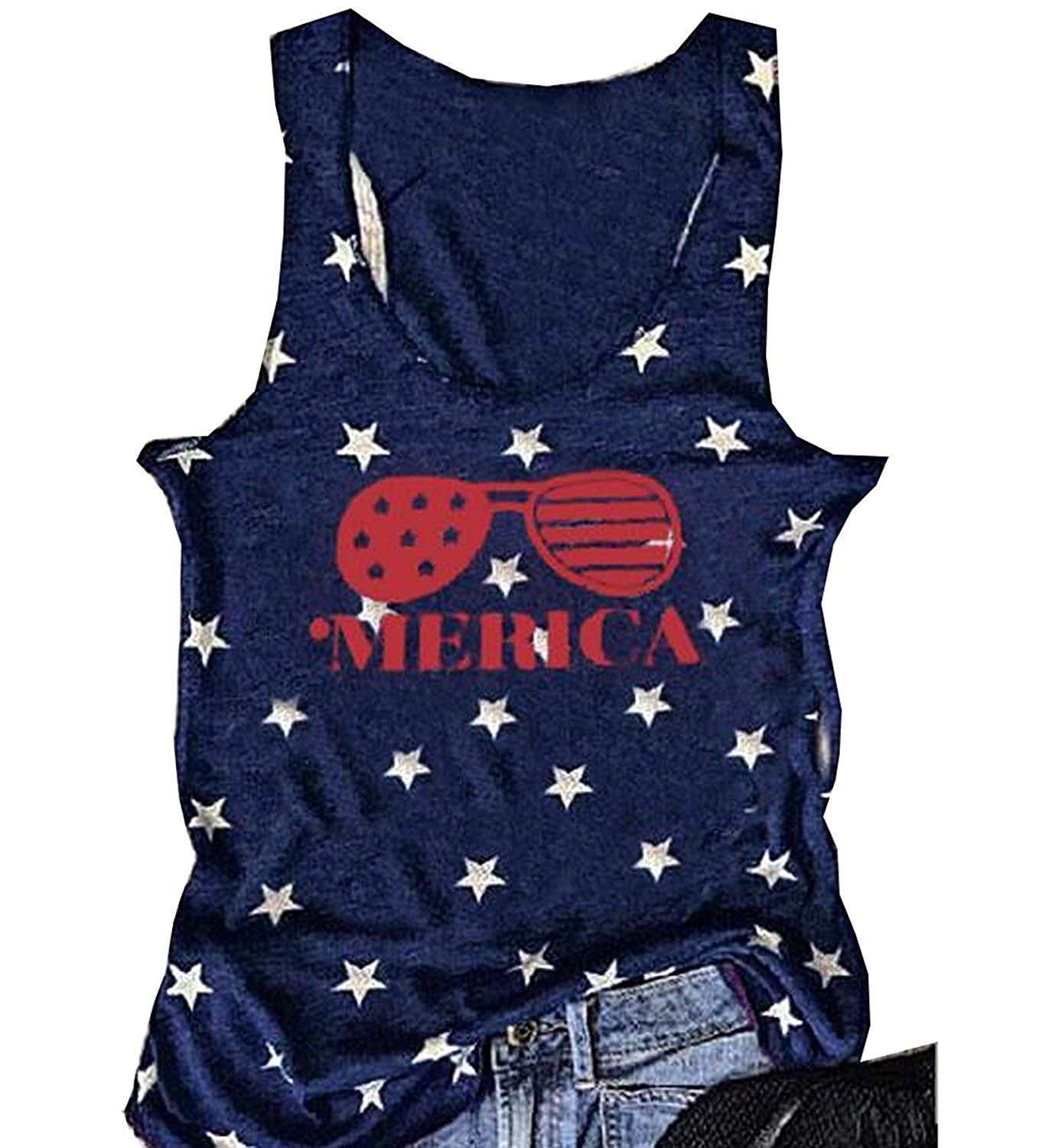 Women American USA Flag Print Tank Top - Ranger Rags